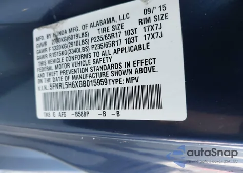 2016 Honda Odyssey Ex-L from USA, damaged, VIN 5FNRL5H6XGB015959